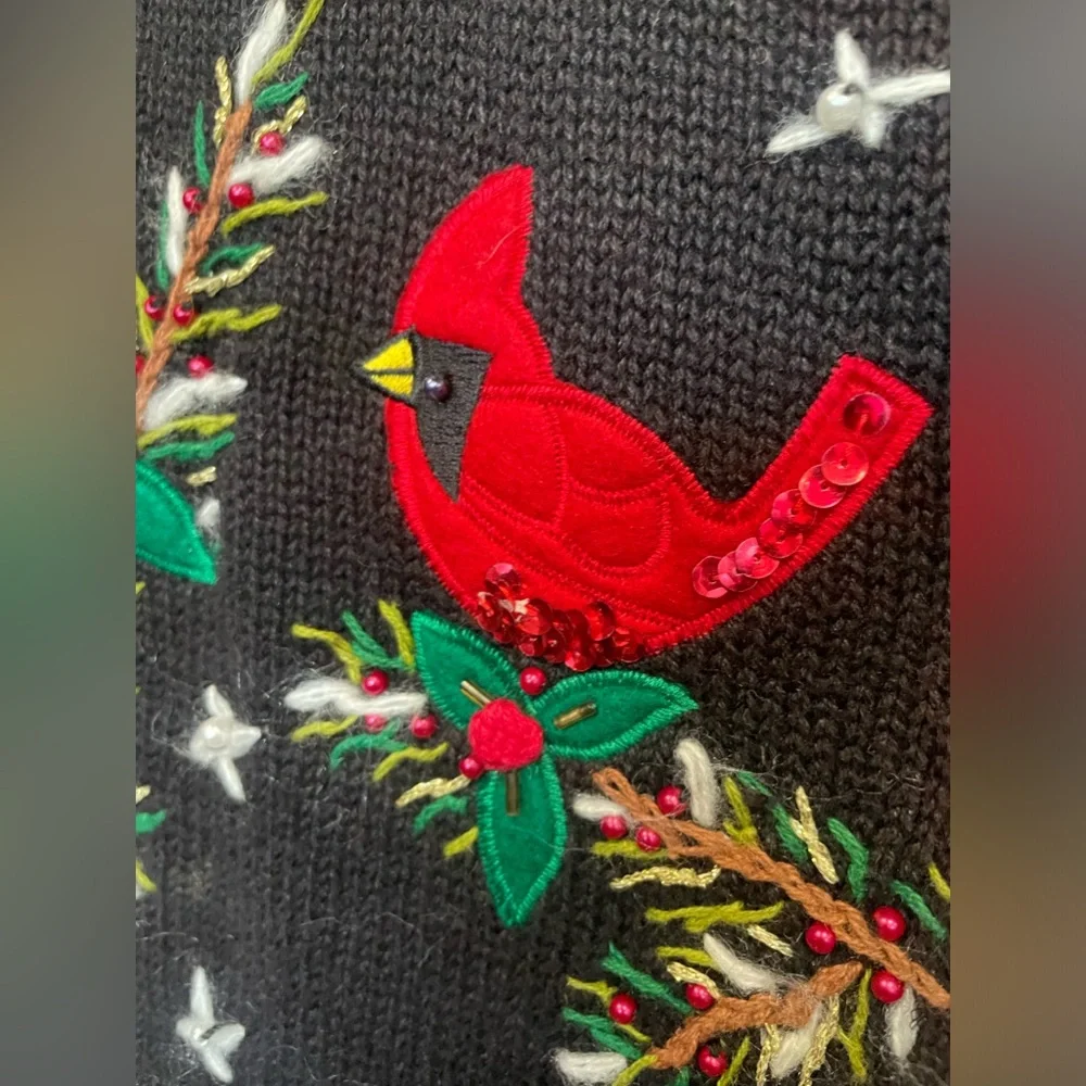 Vintage super ugly Christmas sweater vest. Contest winner. Cardinal - Picture 3 of 6